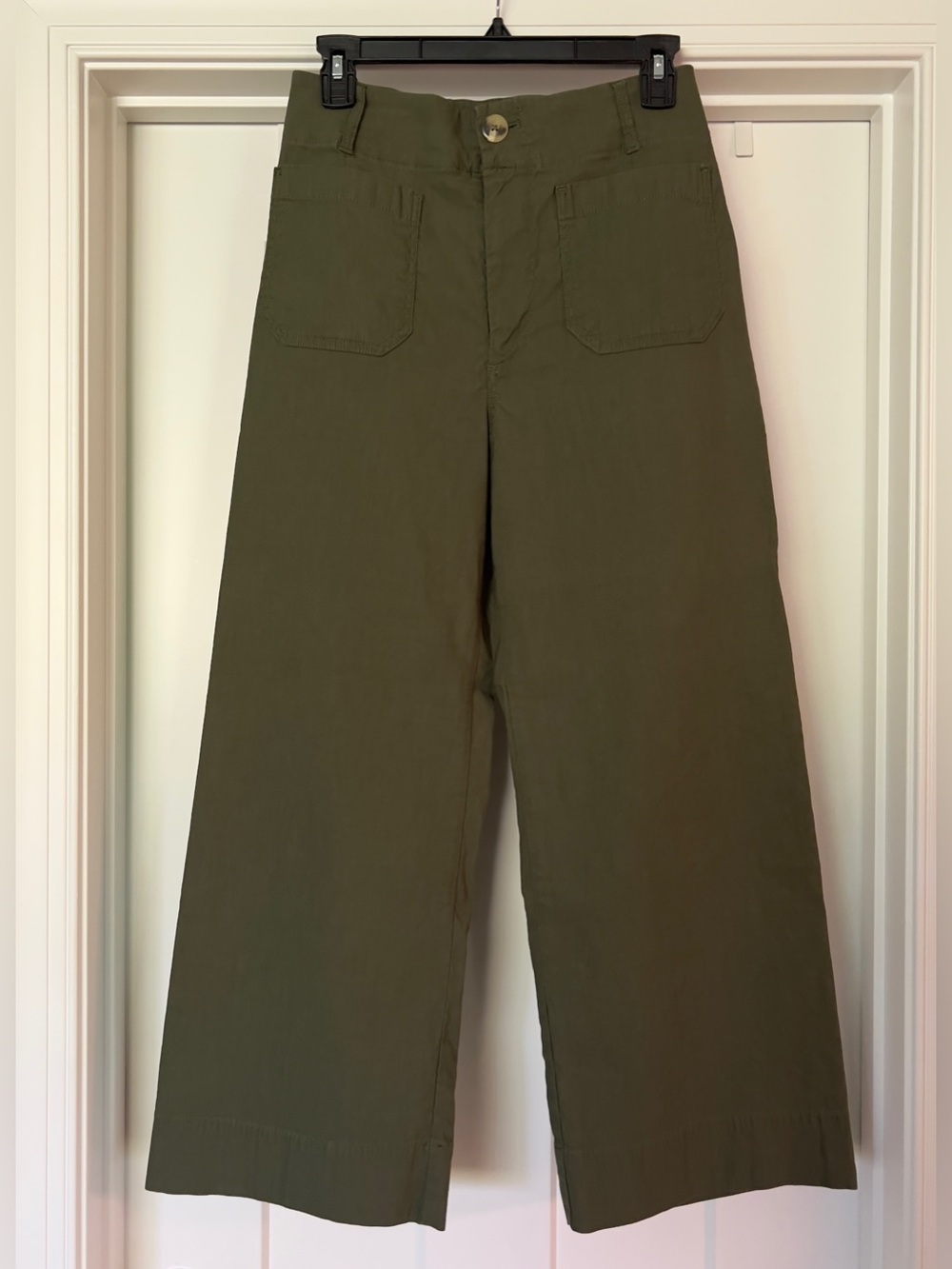 Women’s Maeve by Anthropologie Colette Crop High Rise Wide Leg Olive Green 28